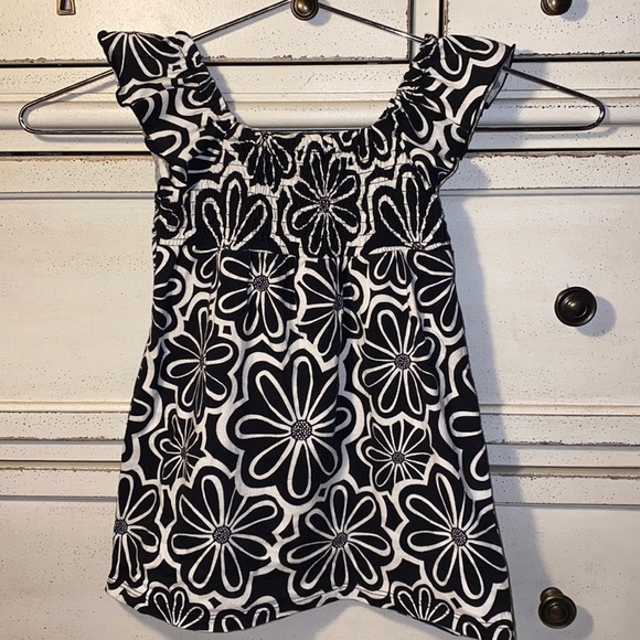 healthtex Other - 24M black white floral top ruffle cap sleeve shirt​​